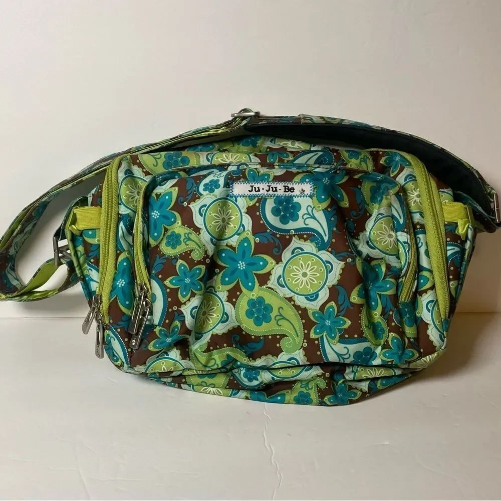 Ju Ju Be Diaper Bag Green Blue Brown Paisley Floral Design